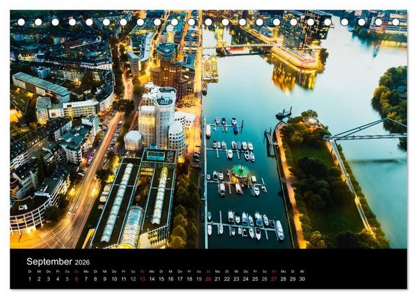Produktbild: D&uuml;sseldorf bei Nacht (Tischkalender 2026 DIN A5 quer), CALVENDO Monatskalender