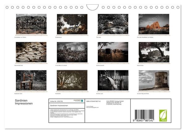 Produktbild: Sardinien Impressionen (Wandkalender 2026 DIN A4 quer), CALVENDO Monatskalender