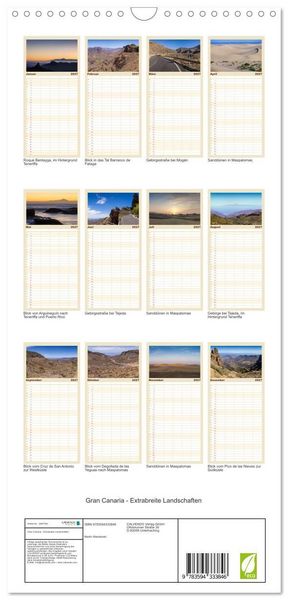 Produktbild: Familienplaner 2027 - Gran Canaria - Extrabreite Landschaften mit 5 Spalten (Wandkalender, 21 x 45 cm) CALVENDO