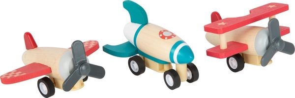 Small foot 11884 - Rückziehflieger-Set, Flugzeug-Set, Holz, 3-teilig