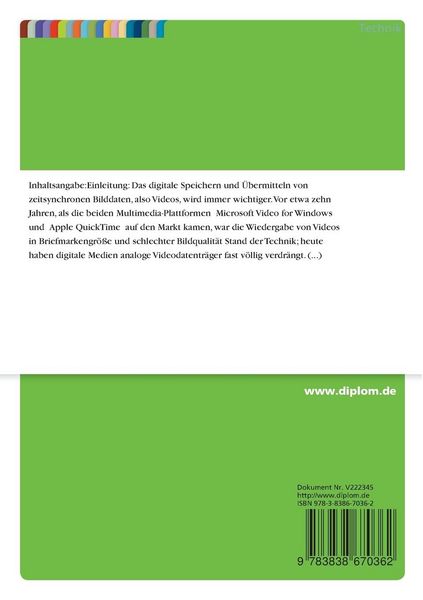 Produktbild: Analyse und Bewertung verschiedener wichtiger Videoformate