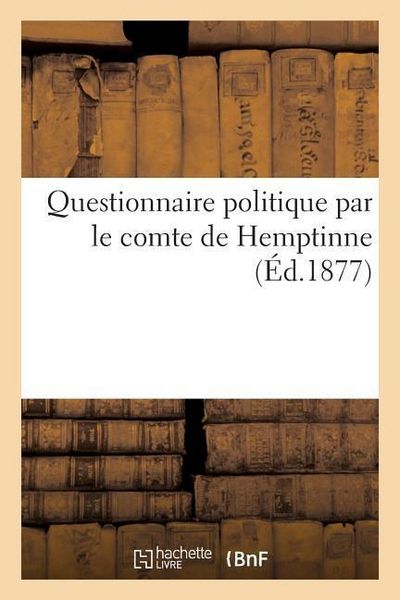 Produktbild: Questionnaire Politique Par Le Comte de Hemptinne