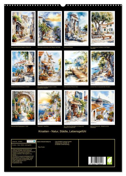 Produktbild: Kroatien - Natur, St&auml;dte, Lebensgef&uuml;hl (hochwertiger Premium Wandkalender 2026 DIN A2 hoch), Kunstdruck in Hochglanz