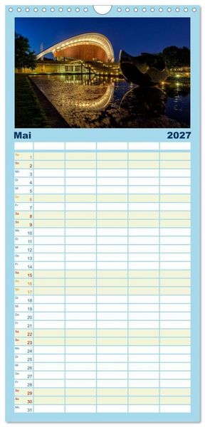 Produktbild: Familienplaner 2027 - Eine Reise durch Berlin bei Nacht mit 5 Spalten (Wandkalender, 21 x 45 cm) CALVENDO