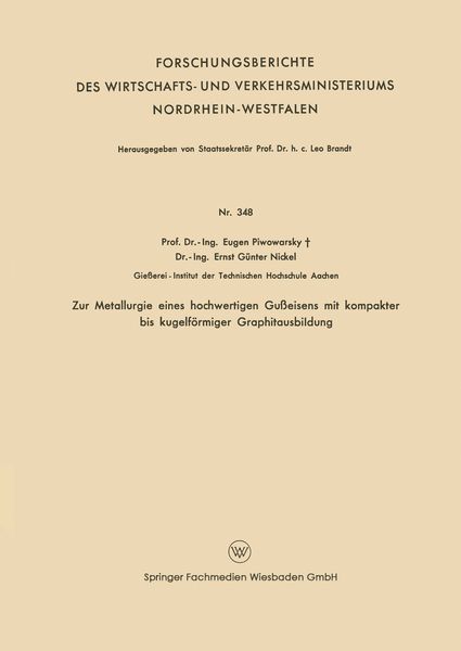 Produktbild: Zur Metallurgie eines hochwertigen Gu&szlig;eisens mit kompakter bis kugelf&ouml;rmiger Graphitausbildung