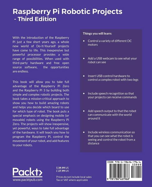 Produktbild: Raspberry Pi Robotic Projects - Third Edition