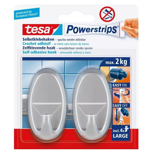Produktbild: tesa Haken silber 2 St&uuml;ck