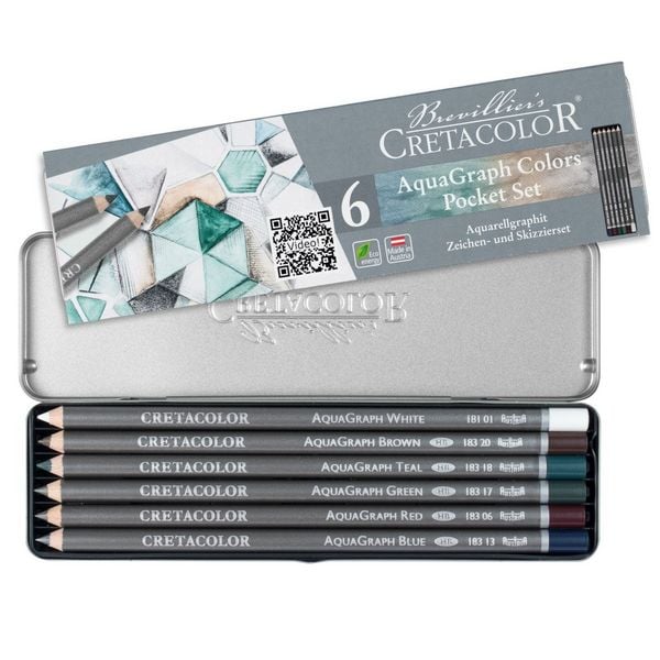 Produktbild: Cretacolor K&uuml;nstlerstifte Aquarellgraphit Pocket Set, 6er Metalletui