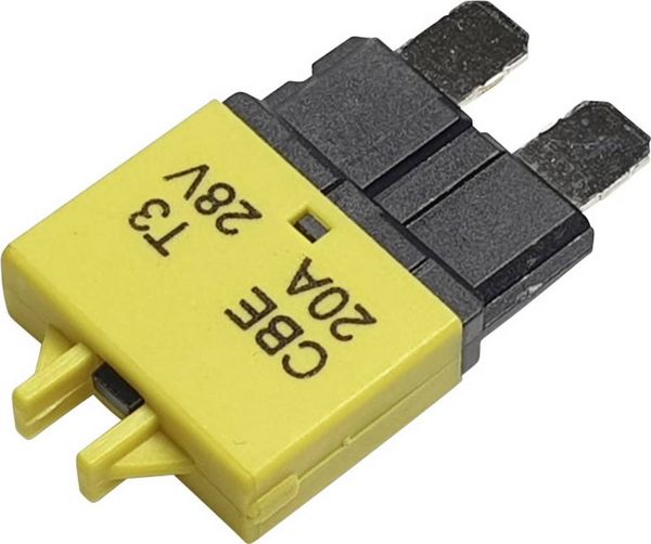 Produktbild: Hansor Circuit Breaker Standard, type 3, Manual Reset, 20A CBE3 Series 20A Sicherungsautomat Standard Flachsicherung 20 A Gelb 1 St.
