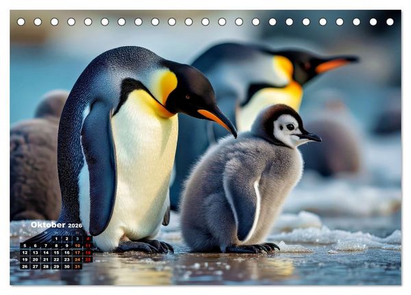 Produktbild: Mit den Pinguinen (Tischkalender 2026 DIN A5 quer), CALVENDO Monatskalender