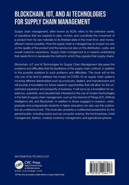 Produktbild: Blockchain, IoT, and AI Technologies for Supply Chain Management