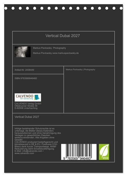 Produktbild: Vertical Dubai 2027 (Tischkalender 2027 DIN A5 hoch), CALVENDO Monatskalender