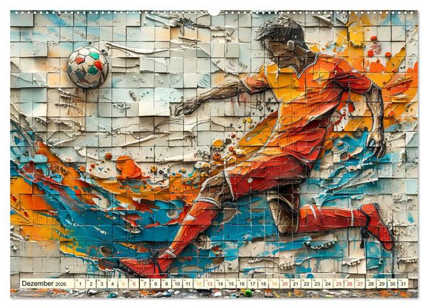 Produktbild: Fu&szlig;ball Graffiti - sportliche Kunst (hochwertiger Premium Wandkalender 2026 DIN A2 quer), Kunstdruck in Hochglanz