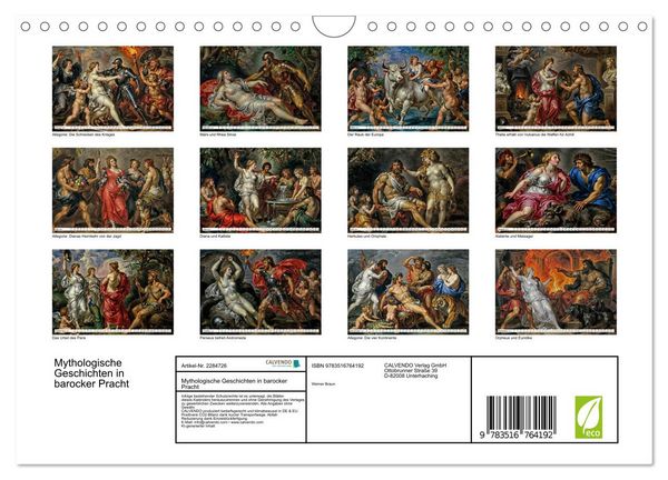 Produktbild: Mythologische Geschichten in barocker Pracht (Wandkalender 2027 DIN A4 quer), CALVENDO Monatskalender