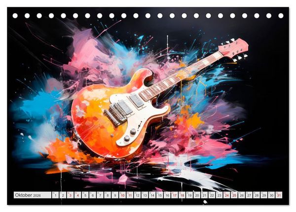 Produktbild: MUSIKINSTRUMENTE Moderne dekorative Inszenierung (Tischkalender 2026 DIN A5 quer), CALVENDO Monatskalender