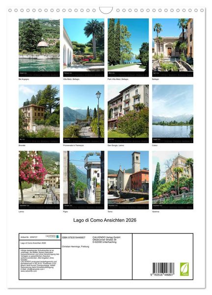 Produktbild: Lago di Como Ansichten 2026 (Wandkalender 2026 DIN A3 hoch), CALVENDO Monatskalender