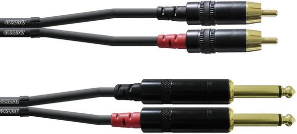 Cordial CFU3PC Audio Adapterkabel [2x Klinkenstecker 6.35mm - 2x Cinch-Stecker] 3.00m Schwarz