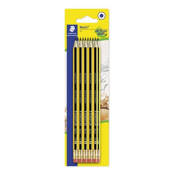 STAEDTLER Noris 122 Bleistift, 10 Bleistifte HB mit Radiertip, 122-2 BK10
