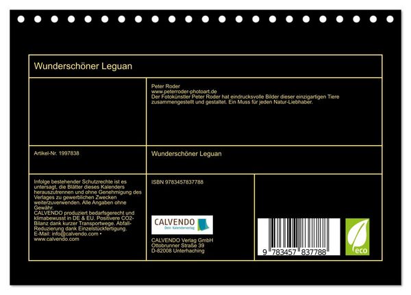 Produktbild: Wundersch&ouml;ner Leguan (Tischkalender 2026 DIN A5 quer), CALVENDO Monatskalender