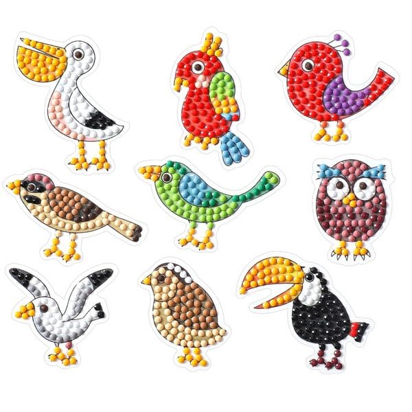 Produktbild: PRACHT Diamond Painting Lustige V&ouml;gel 4,5cm 9 St&uuml;ck