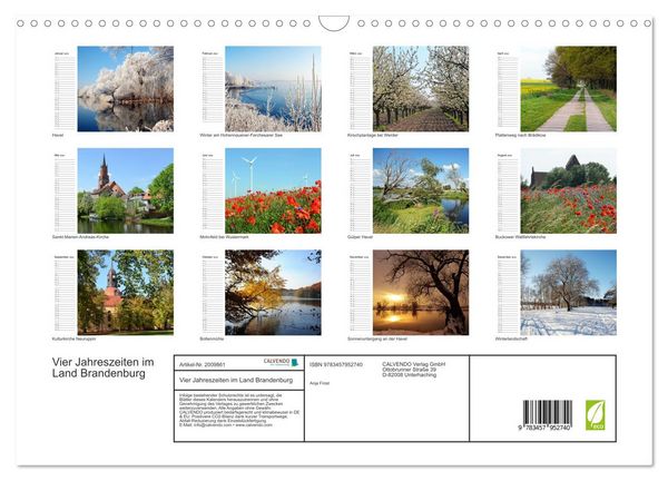 Produktbild: Vier Jahreszeiten im Land Brandenburg (Wandkalender 2026 DIN A3 quer), CALVENDO Monatskalender