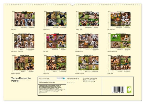 Produktbild: Terrier-Rassen im Portrait (hochwertiger Premium Wandkalender 2026 DIN A2 quer), Kunstdruck in Hochglanz