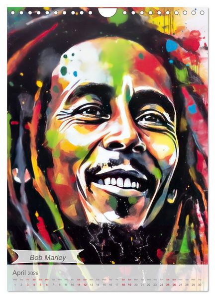 Produktbild: Music legends in magic art (Wall Calendar 2026 DIN A4 portrait), CALVENDO 12 Month Wall Calendar