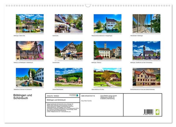 Produktbild: B&ouml;blingen und Sch&ouml;nbuch (Wandkalender 2026 DIN A2 quer), CALVENDO Monatskalender