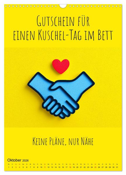 Produktbild: Gutscheinkalender - Gutschein Karten als Geschenk der Liebe (Wandkalender 2026 DIN A3 hoch), CALVENDO Monatskalender