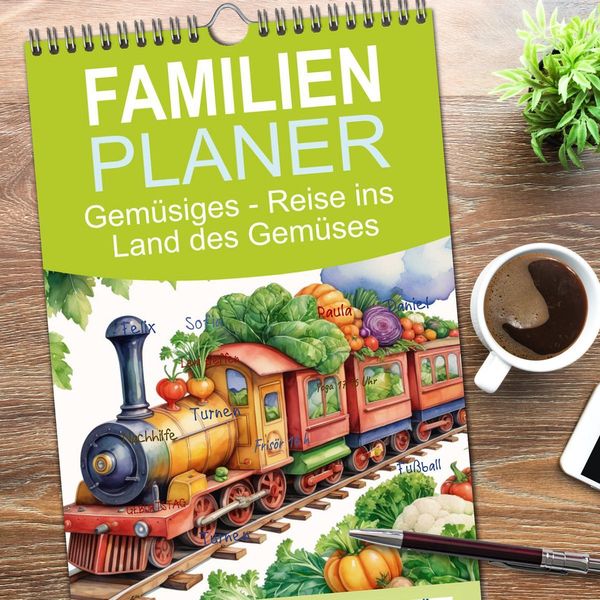 Produktbild: Familienplaner 2026 - Gem&uuml;siges - Reise ins Land des Gem&uuml;ses mit 5 Spalten (Wandkalender, 21 x 45 cm) CALVENDO