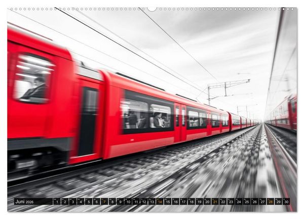 Produktbild: BLITZschnell - Z&uuml;ge und Flugzeuge in Bewegung - Color-Key (hochwertiger Premium Wandkalender 2026 DIN A2 quer), Kunstdruck in Hochglanz