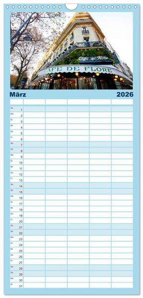 Produktbild: Familienplaner 2026 - Paris mit 5 Spalten (Wandkalender, 21 x 45 cm) CALVENDO