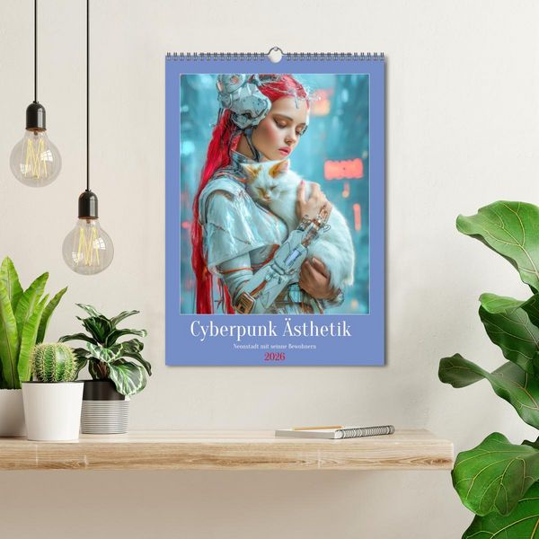 Produktbild: Cyberpunk &Auml;sthetik &ndash; Neonstadt mit seinne Bewohnern (Wandkalender 2026 DIN A3 hoch), CALVENDO Monatskalender