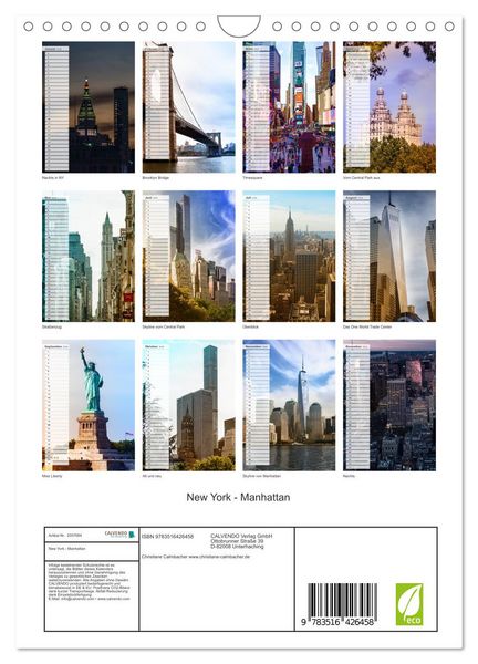 Produktbild: New York - Manhattan (Wandkalender 2026 DIN A4 hoch), CALVENDO Monatskalender