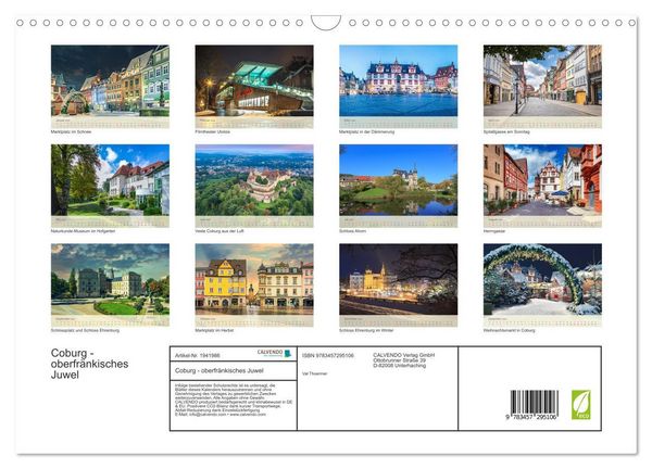 Produktbild: Coburg - oberfr&auml;nkisches Juwel (Wandkalender 2026 DIN A3 quer), CALVENDO Monatskalender