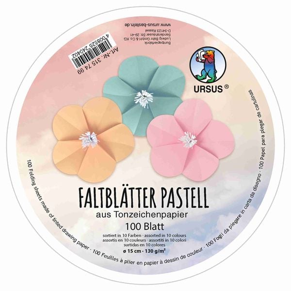 Produktbild: Tonzeichenpapier-Faltbl&auml;tter "Pastell"
