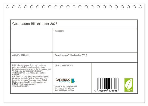 Produktbild: Gute-Laune-Bildkalender 2026 (Tischkalender 2026 DIN A5 quer), CALVENDO Monatskalender