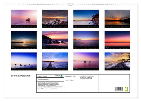 Produktbild: Sonnenunterg&auml;nge (Wandkalender 2026 DIN A2 quer), CALVENDO Monatskalender