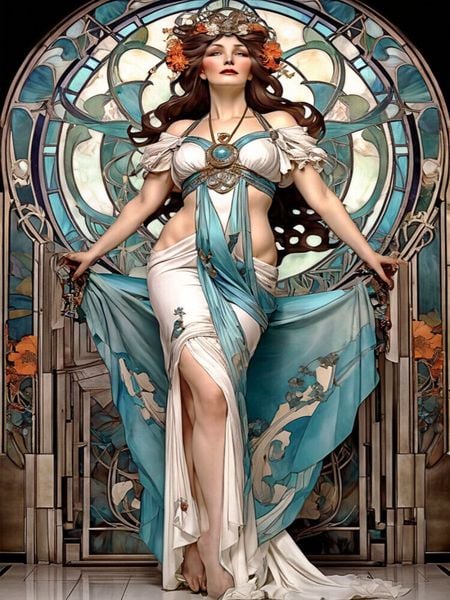 Produktbild: CALVENDO Puzzle Plakat im franz&ouml;sischen Art Nouveau-Stil | 1000 Teile Lege-Gr&ouml;&szlig;e 64x48cm Foto-Puzzle f&uuml;r gl&uuml;ckliche Stunden