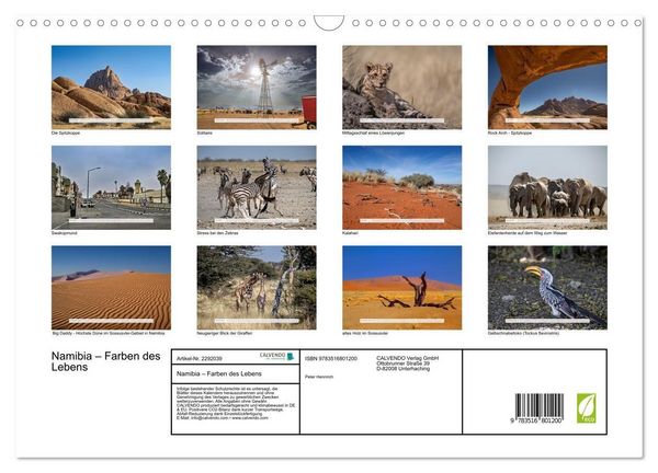 Produktbild: Namibia &ndash; Farben des Lebens (Wandkalender 2027 DIN A3 quer), CALVENDO Monatskalender