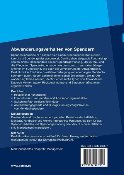 Produktbild: Abwanderungsverhalten von Spendern