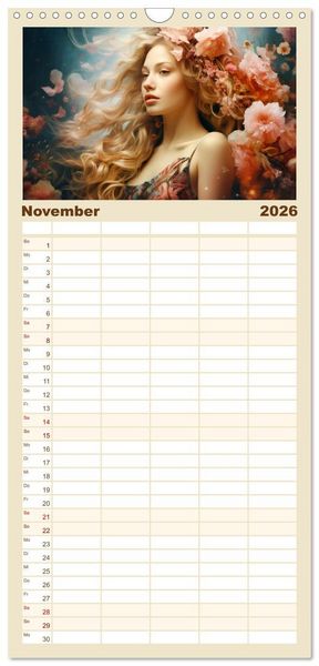 Produktbild: Familienplaner 2026 - M&auml;rchenhafte Fabelfrauen mit 5 Spalten (Wandkalender, 21 x 45 cm) CALVENDO
