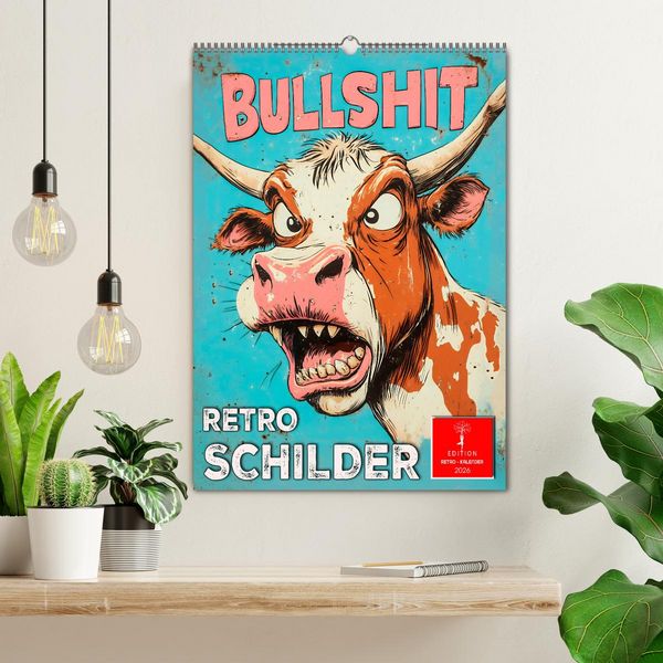 Produktbild: Retro Schilder (Wandkalender 2026 DIN A2 hoch), CALVENDO Monatskalender