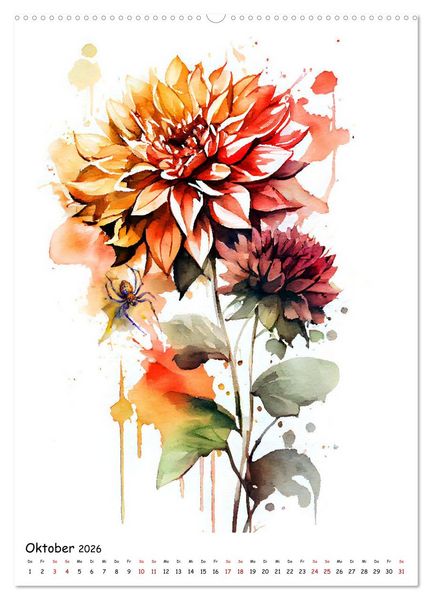 Produktbild: Aquarellmalerei - Blumen und Tiere im Garten (Wandkalender 2026 DIN A2 hoch), CALVENDO Monatskalender