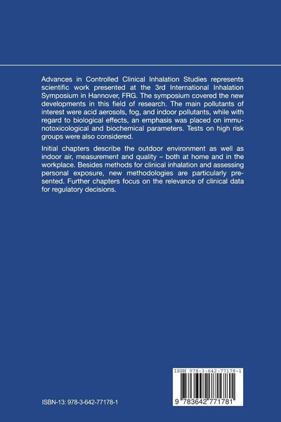 Produktbild: Advances in Controlled Clinical Inhalation Studies