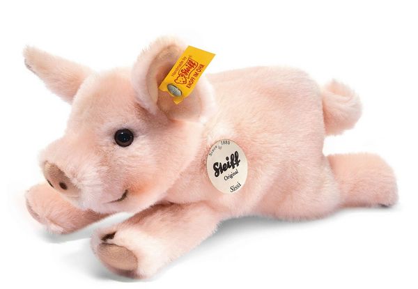 Produktbild: Steiff 280016 - Kleiner Freund Schweinchen Sissi, liegend, rosa, Webpelz, 22 cm
