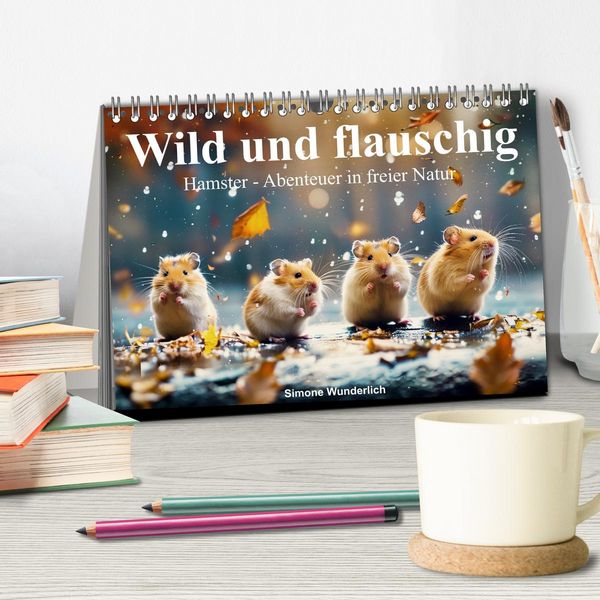 Produktbild: Wild und flauschig - Hamster - Abenteuer in freier Natur (Tischkalender 2026 DIN A5 quer), CALVENDO Monatskalender