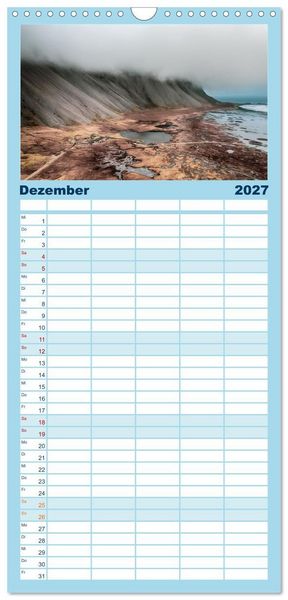 Produktbild: Familienplaner 2027 - Island - Rundreise im Oktober mit 5 Spalten (Wandkalender, 21 x 45 cm) CALVENDO