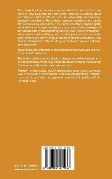 Produktbild: Perturbation Analysis of Optimization Problems