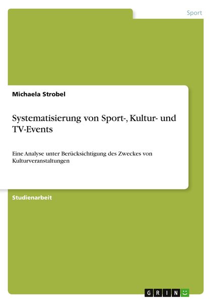 Produktbild: Systematisierung von Sport-, Kultur- und TV-Events